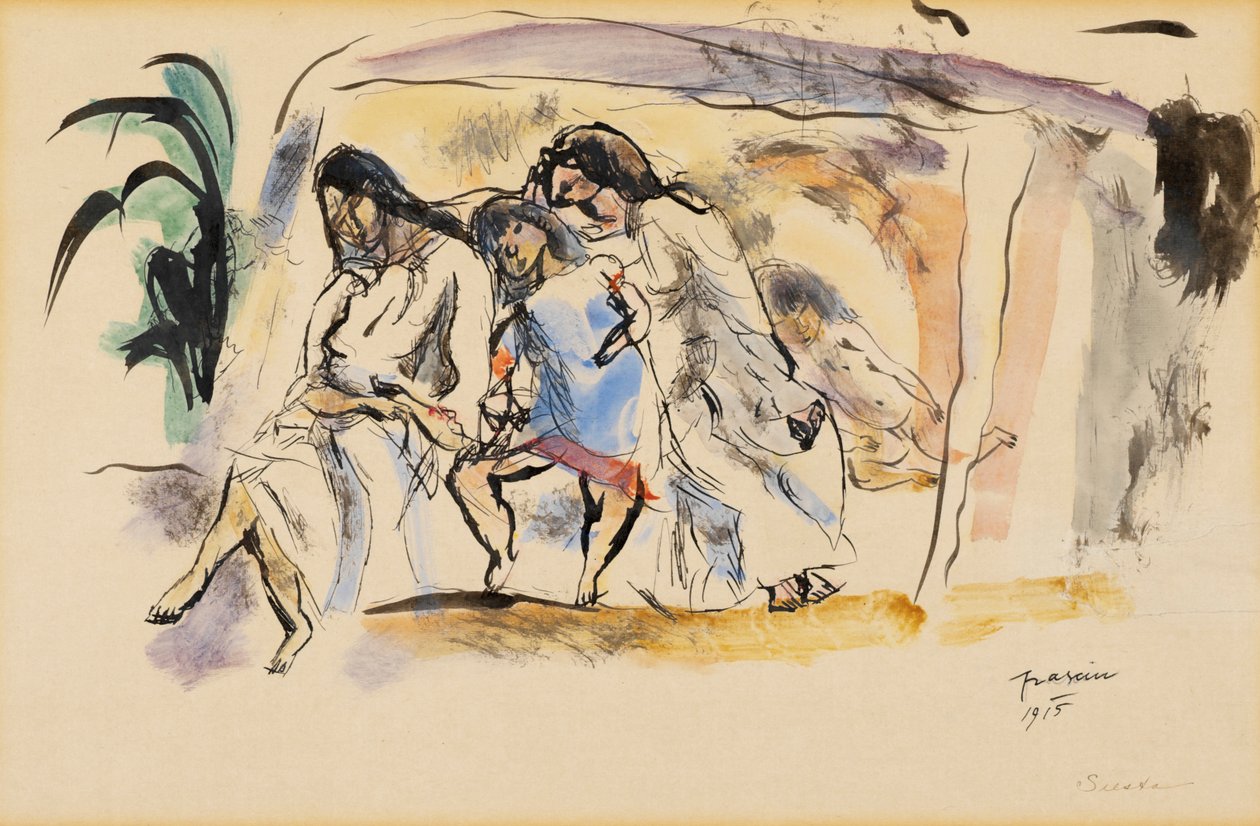 Siesta, 1915 (banheiro no papel) de Jules Pascin