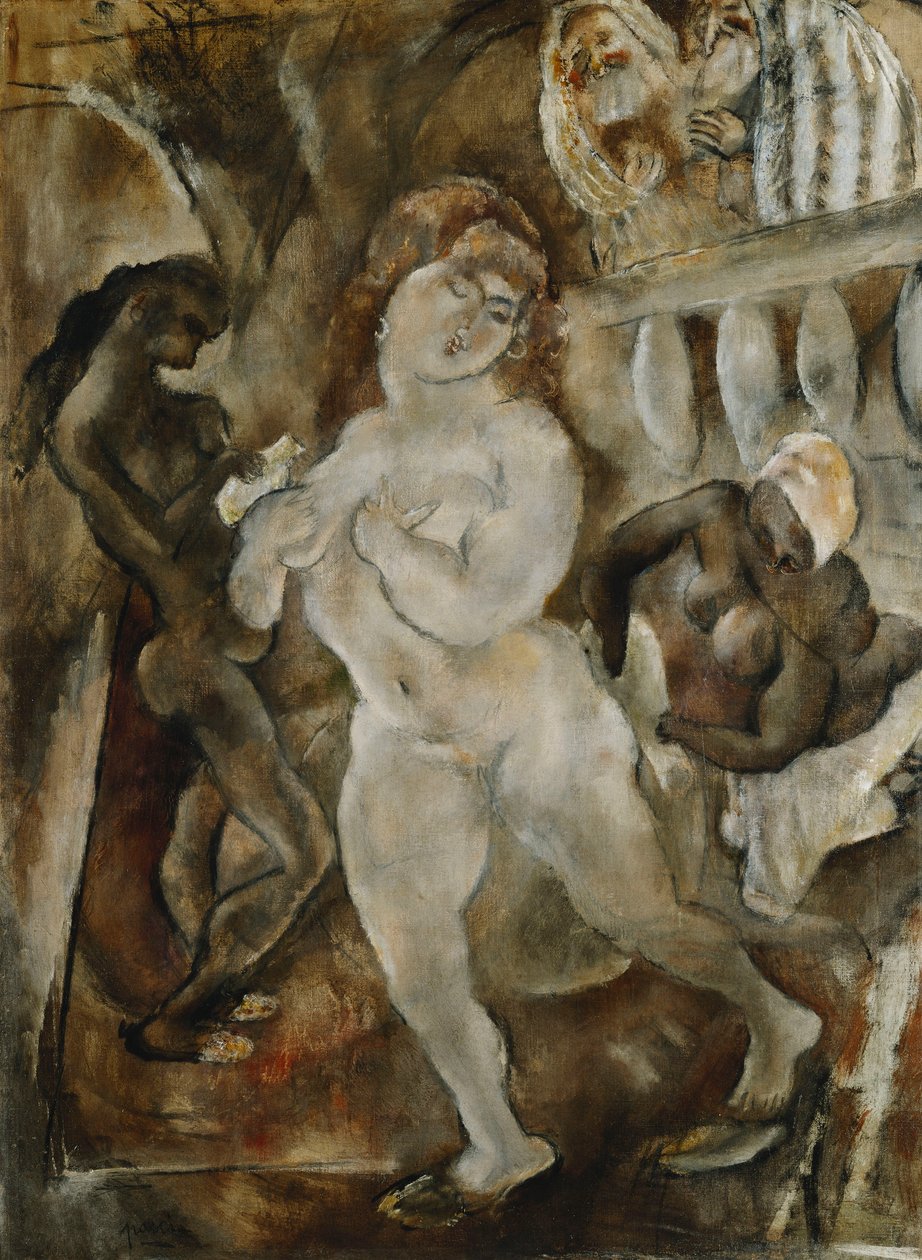 Susanna e os Anciãos; Susannah e os Antigos, C. 1921 de Jules Pascin