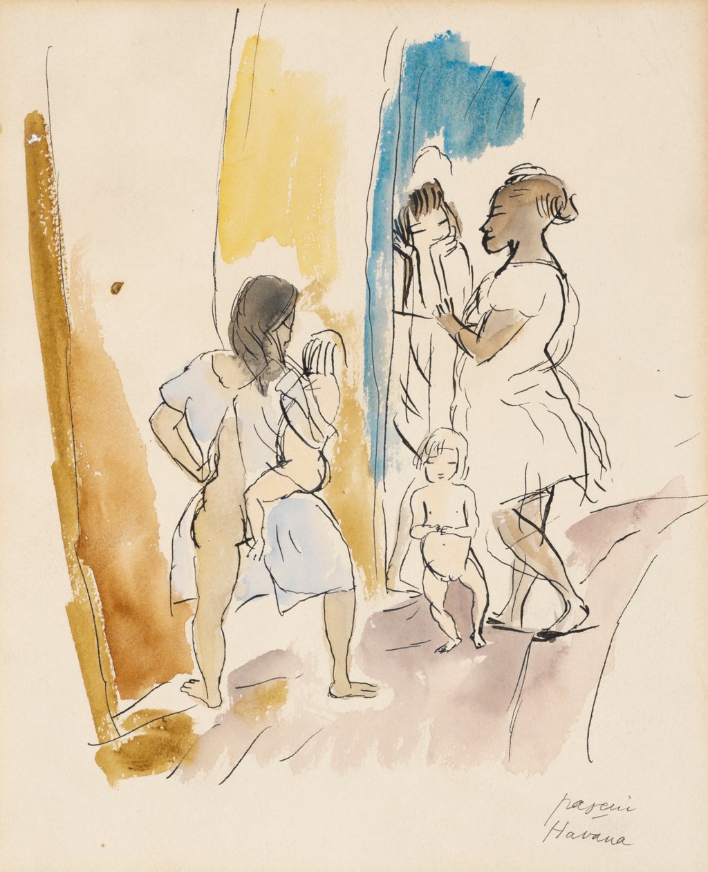 Três mulheres e duas crianças, Havana de Jules Pascin