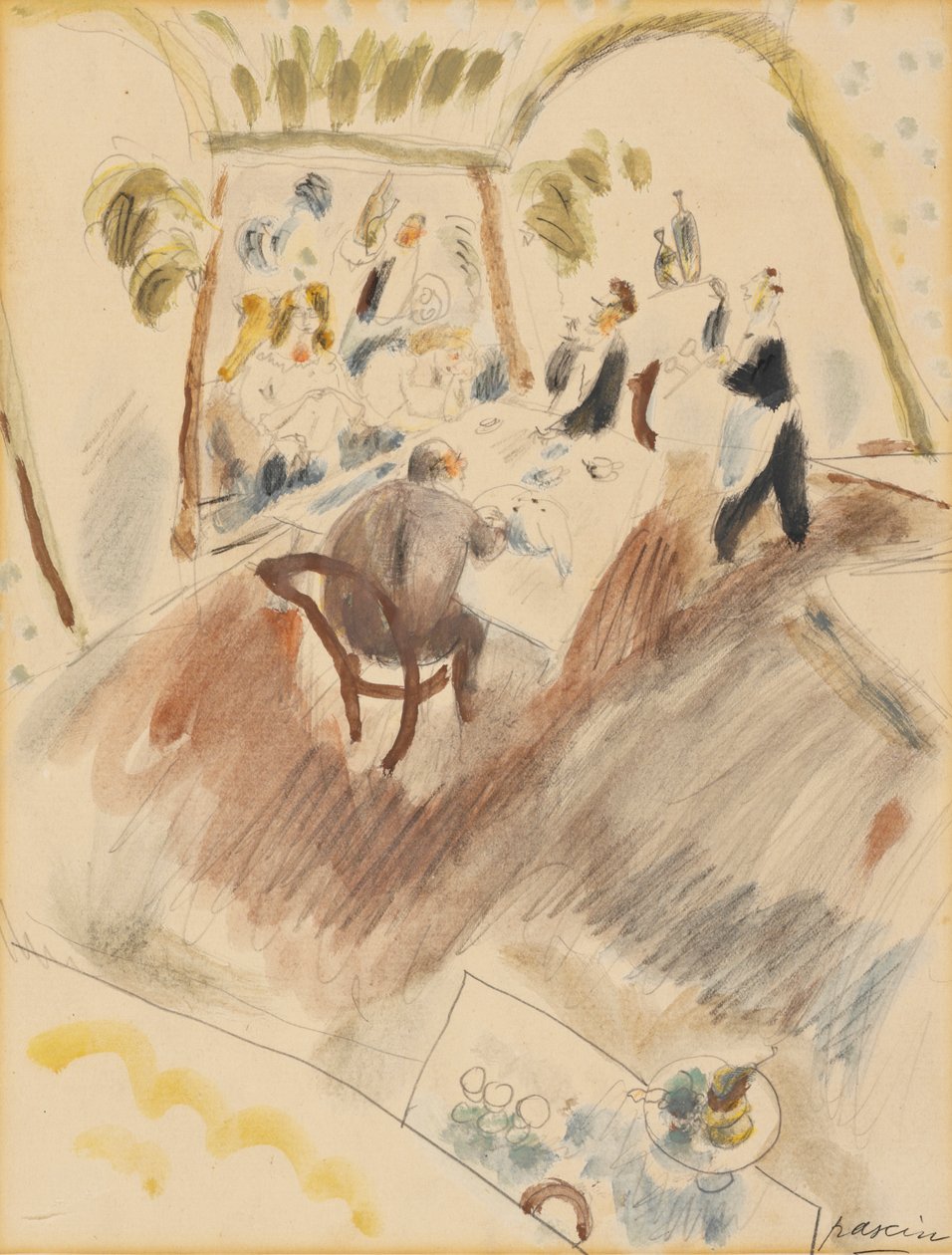 Dois homens jantando (wc no papel) de Jules Pascin