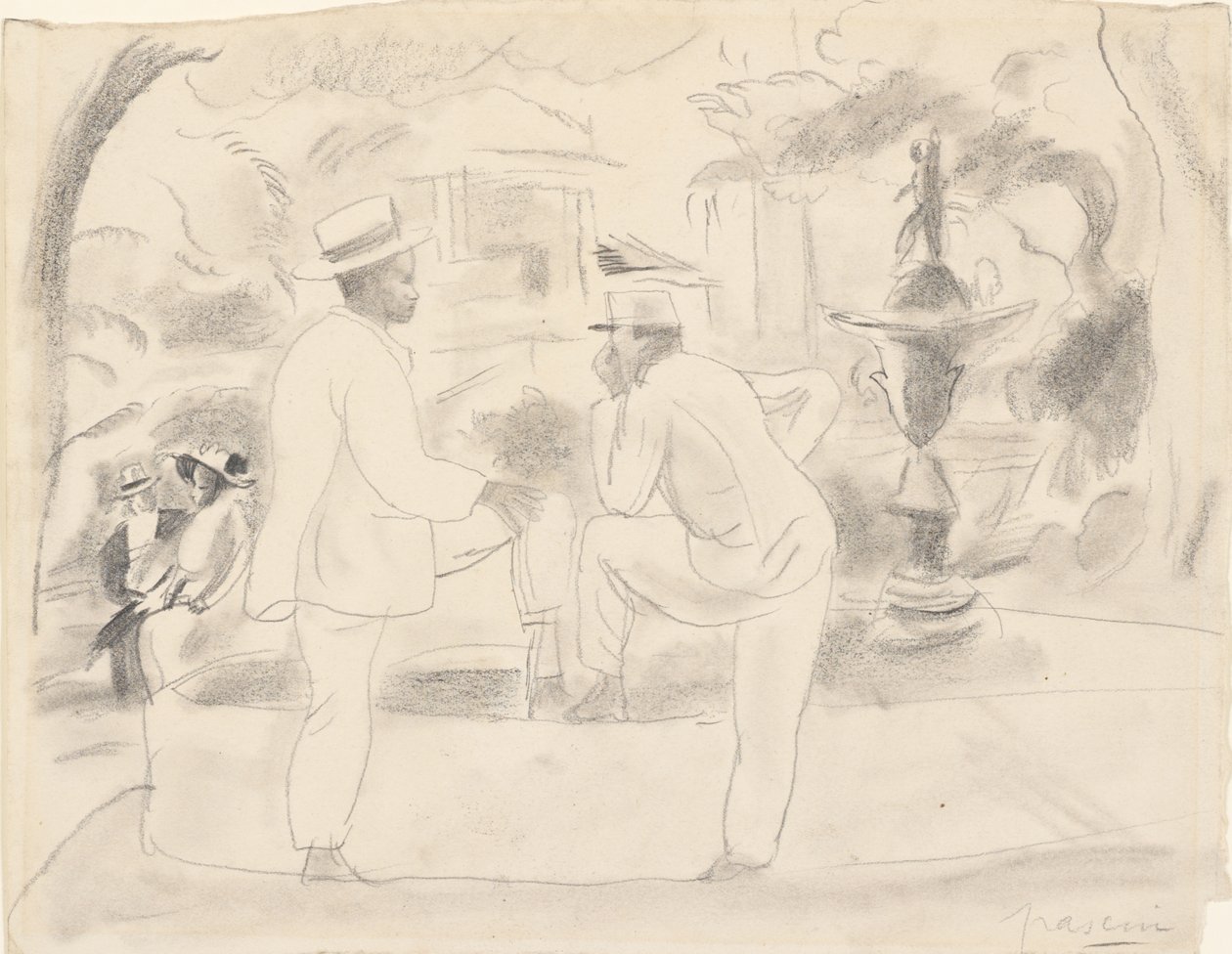 Dois homens no parque de Jules Pascin
