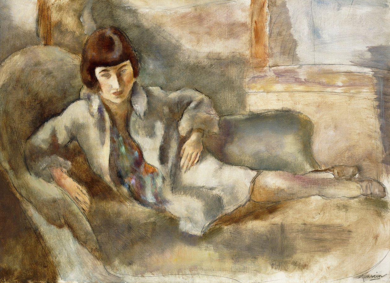 Mulher em um sofá; A Senhora do Canape, c.1927 de Jules Pascin