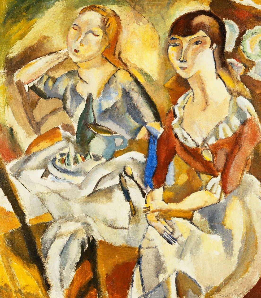 Raparigas sentados juntos de Jules Pascin