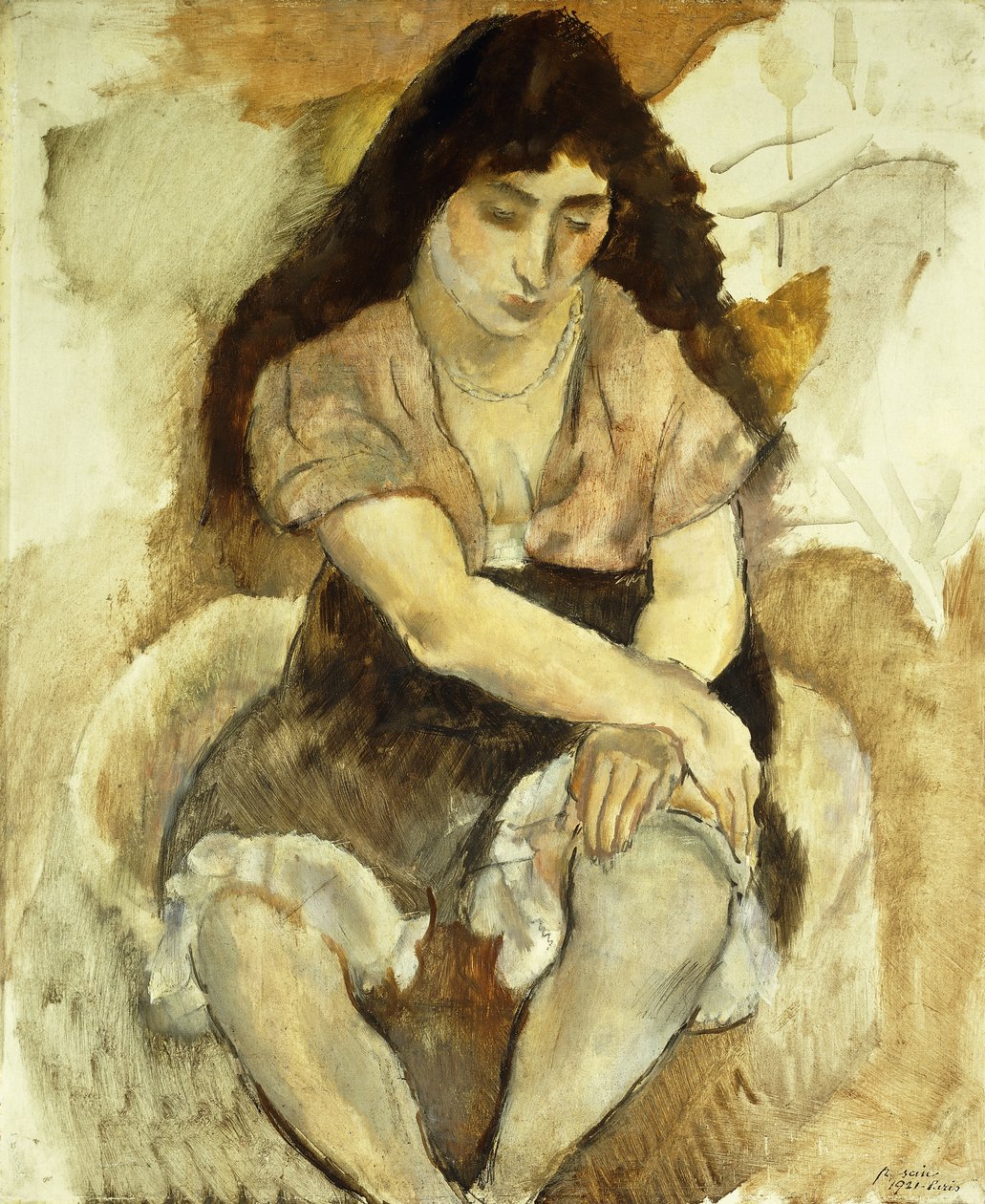 Jovem sentado; Jovem Sentada, 1921 de Jules Pascin