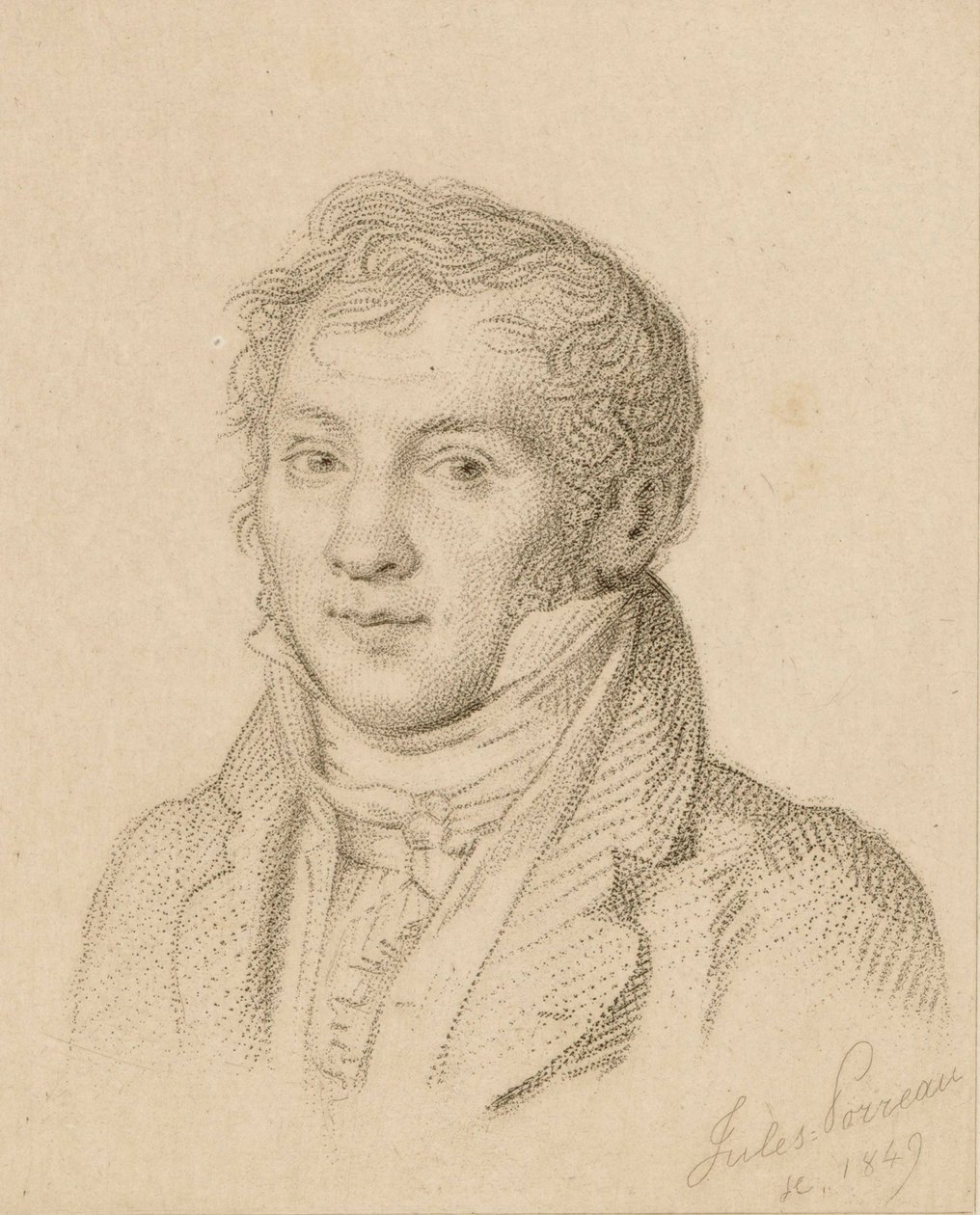 Retrato do violinista e compositor Louis-Luc Loiseau de Persuis 1769-1819, 1849. de Jules Porreau