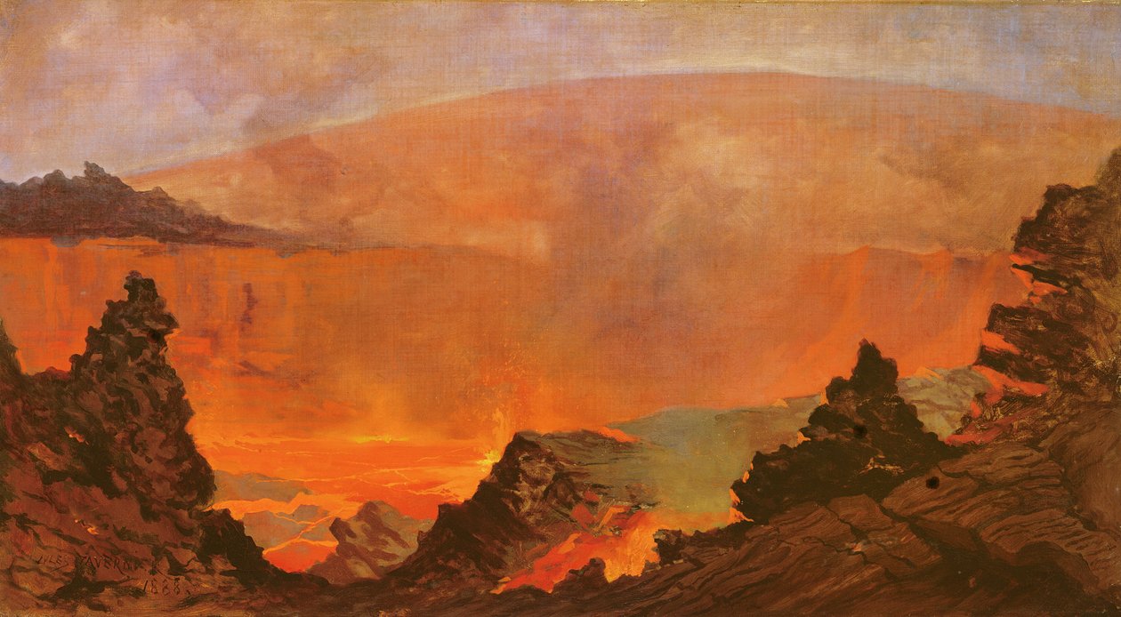 Vulcão no Havaí, 1888 de Jules Tavernier