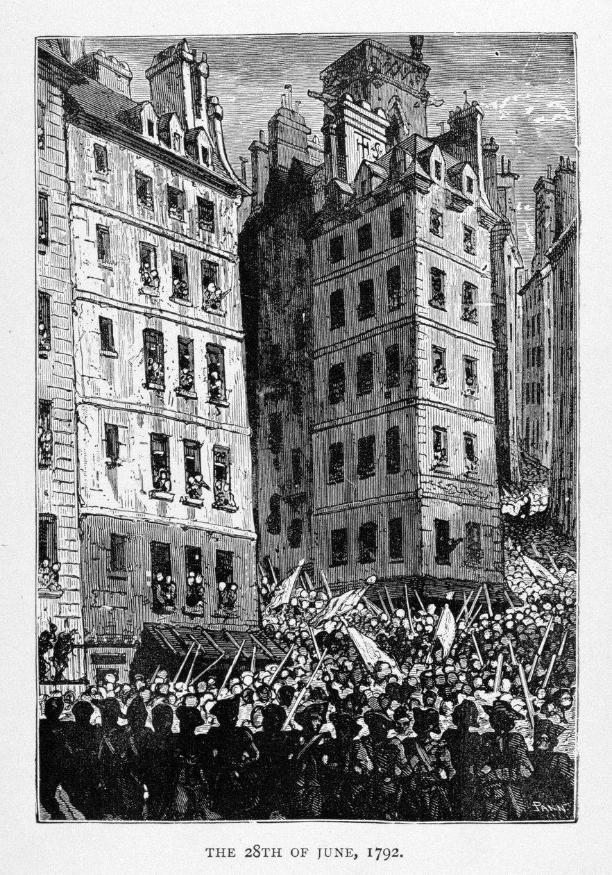 28 de junho de 1792, gravado por Stephane Pannemaker (1847-1930), de "A História da França", de Emile de Bonnechose, publicado pela Ward, Lock and Com London de Jules Theophile Schuler