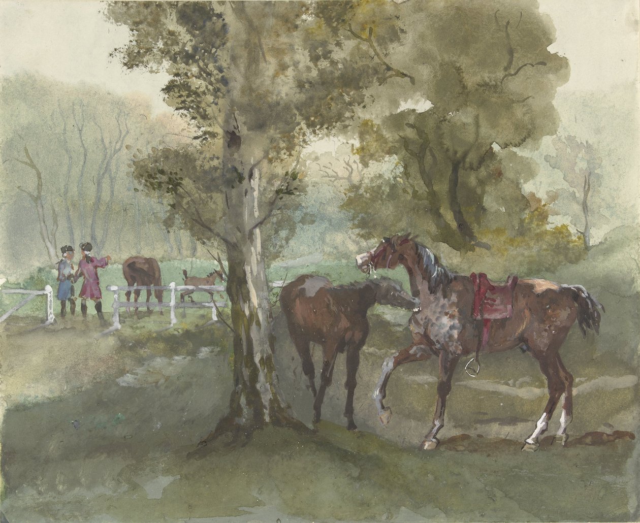 Cavalos no prado de Jules baron Finot