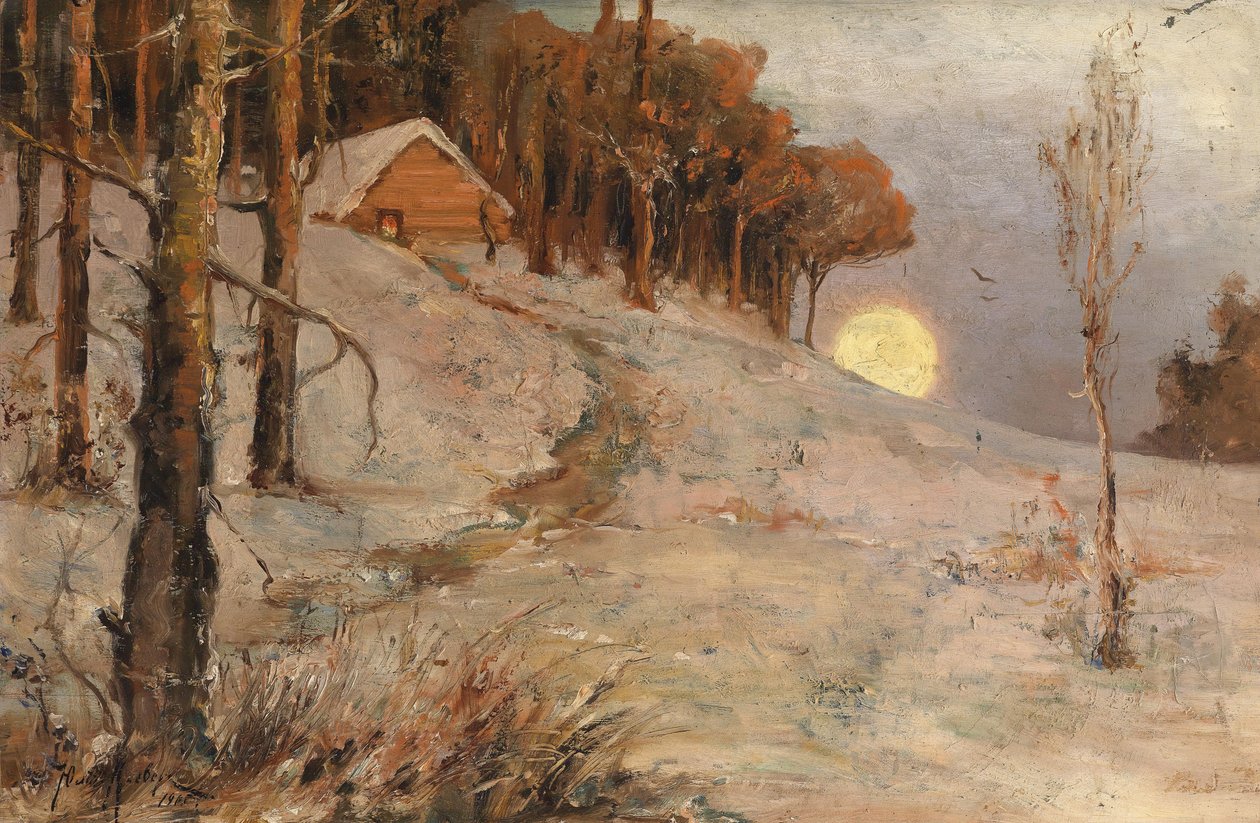 Floresta de inverno em um raio de sol da tarde, 1902 de Juli Julievich Klever