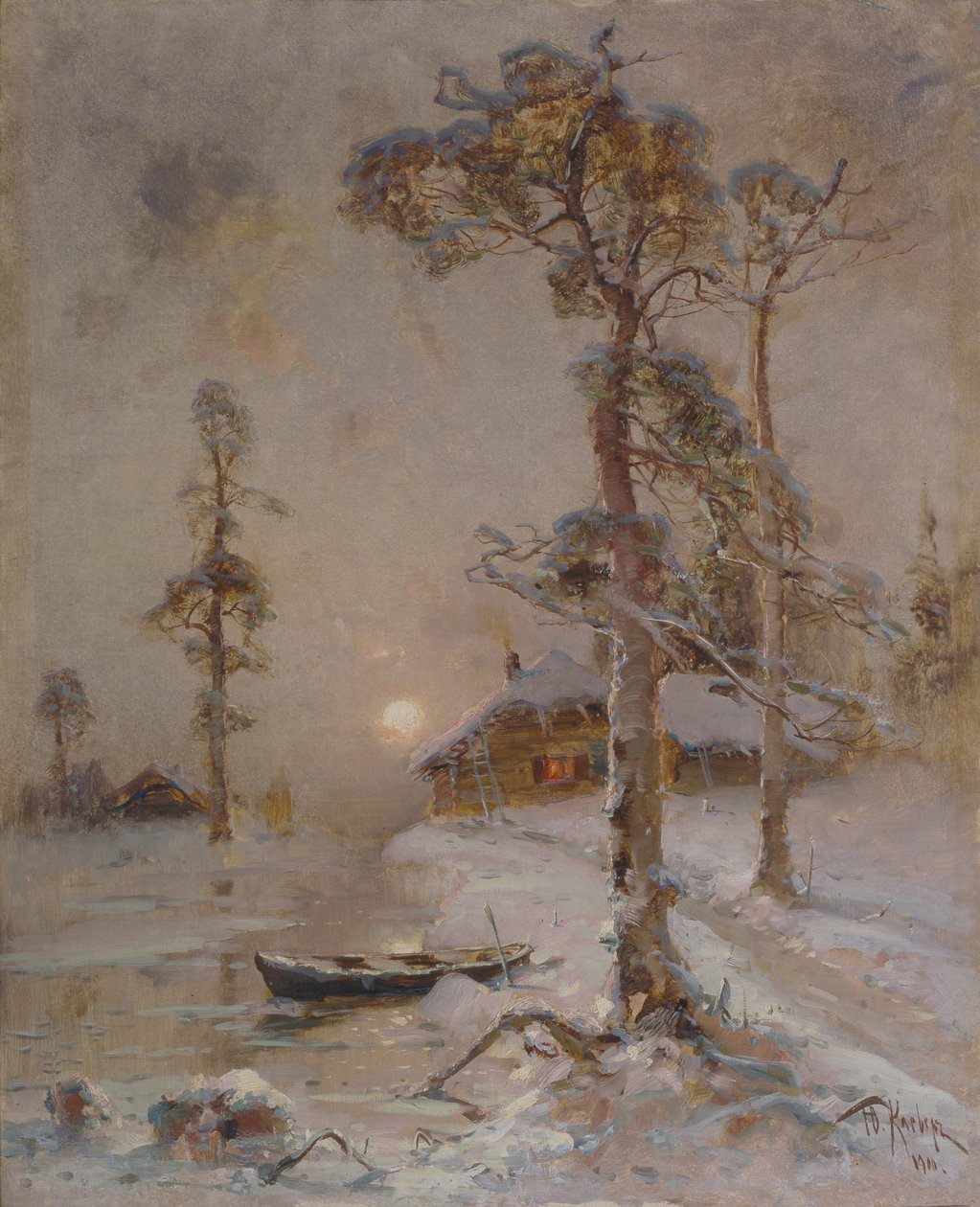 Pôr do sol de inverno, 1900 de Juli Julievich Klever