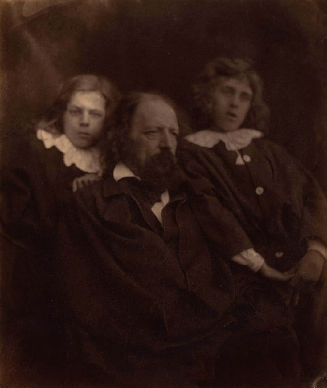 Alfred Tennyson com os seus filhos, 1865 (foto) de Julia Margaret Cameron