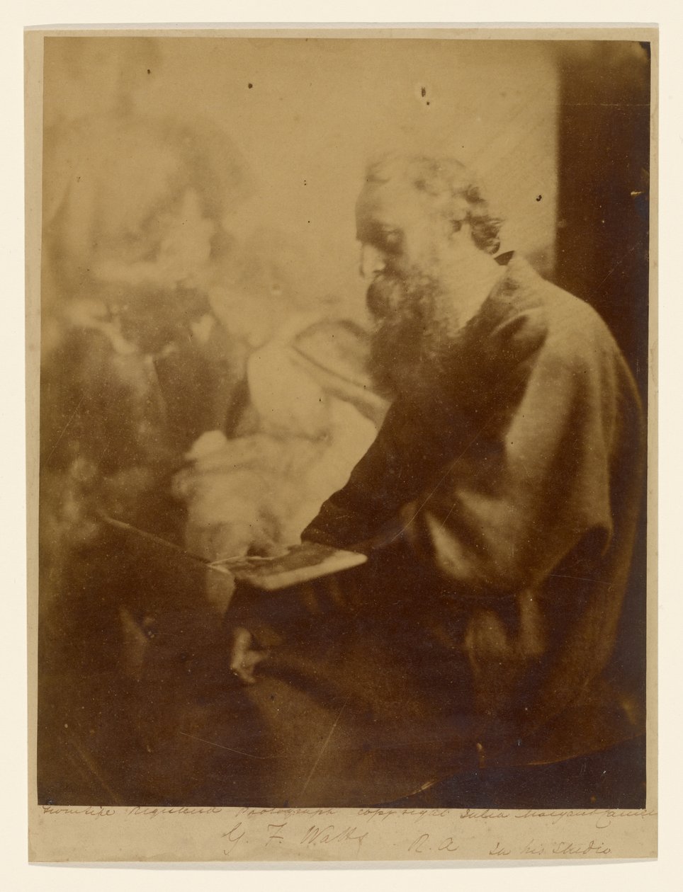 G. F. Watts R. A. no seu estúdio de Julia Margaret Cameron