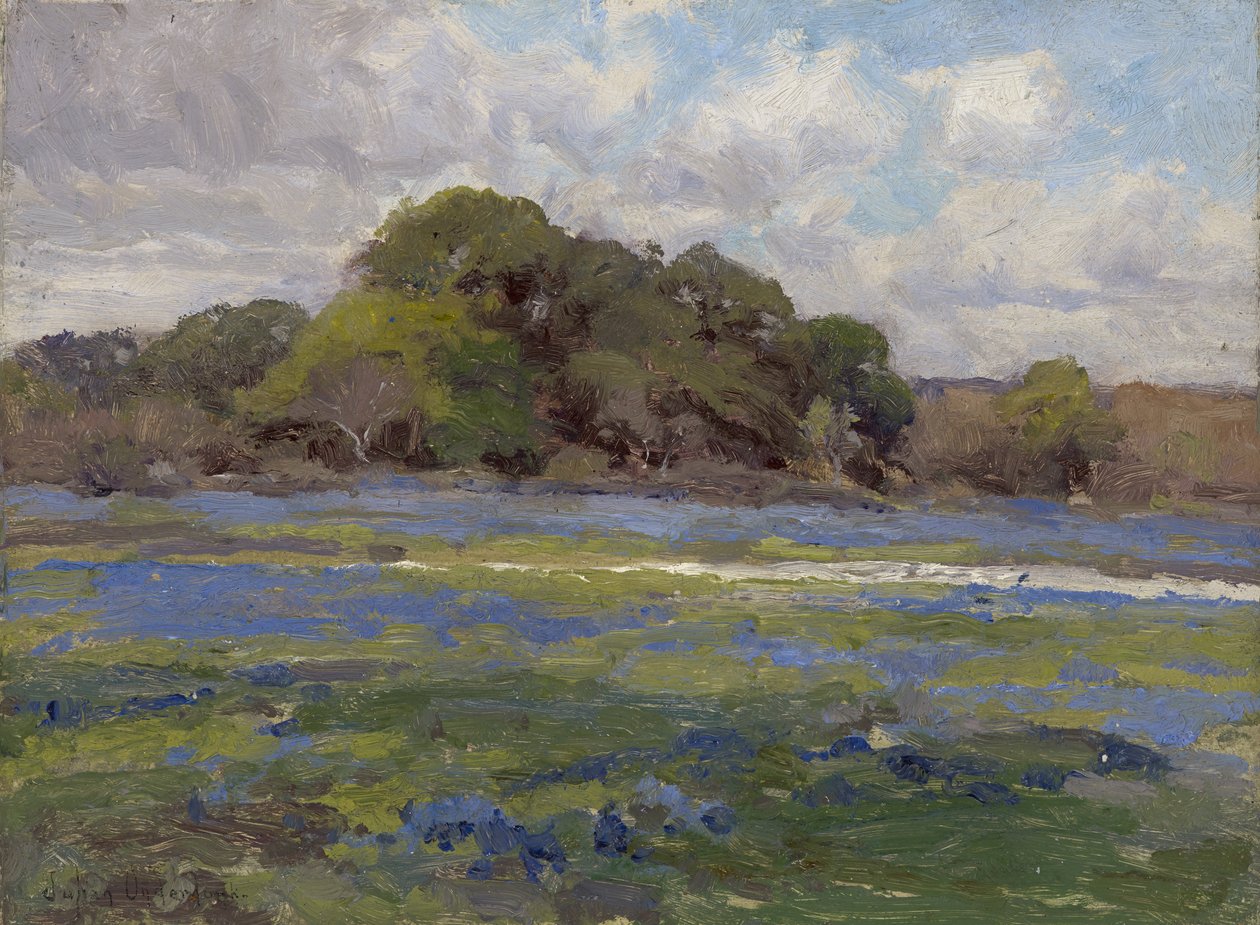 Uma estrada através dos Bluebonnets, c.1919 de Julian Onderdonk