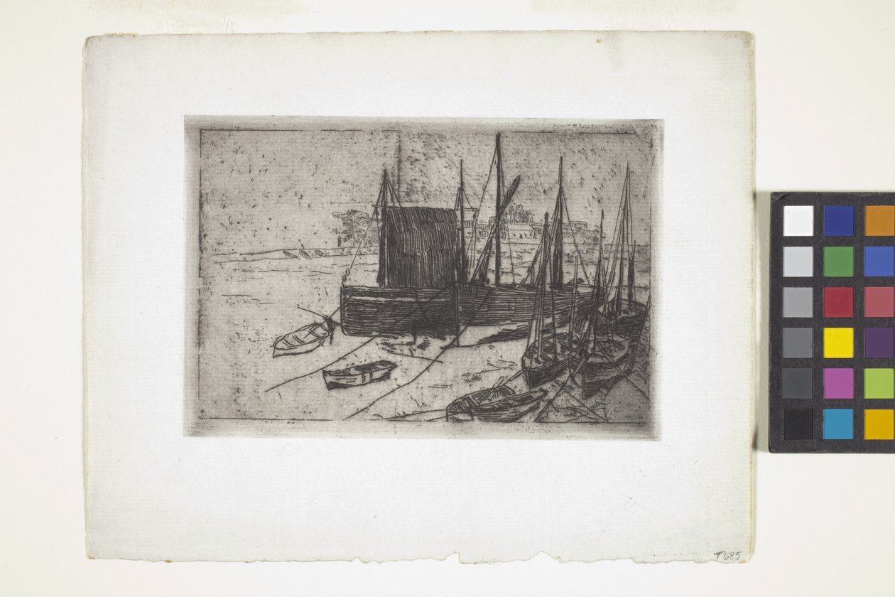Barcos no Porto Erin - Ilha de Man (gravura) de Julian Alden Weir