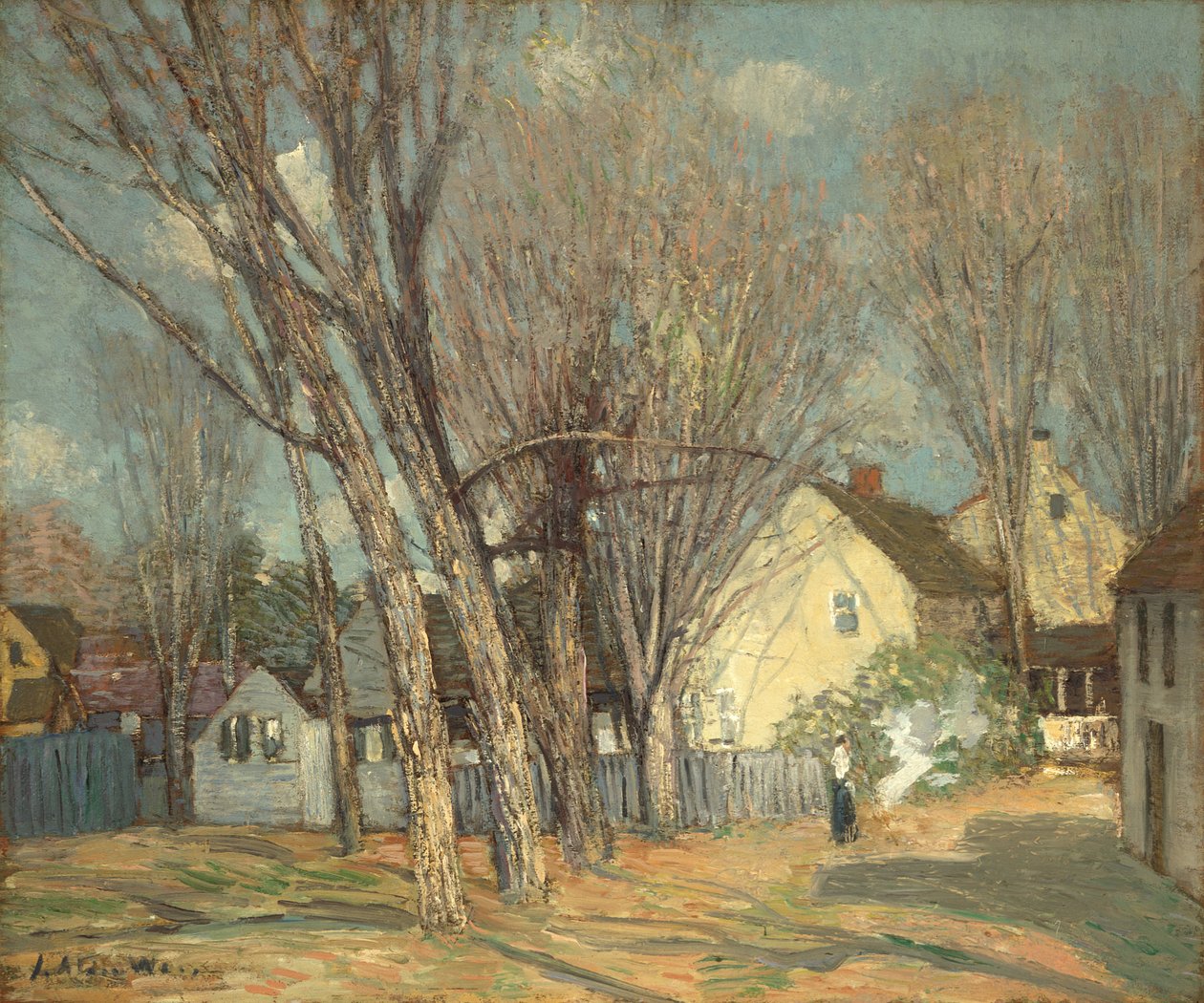 Aldeia de Windham, c.1913-14 (óleo sobre painel de mogno) de Julian Alden Weir