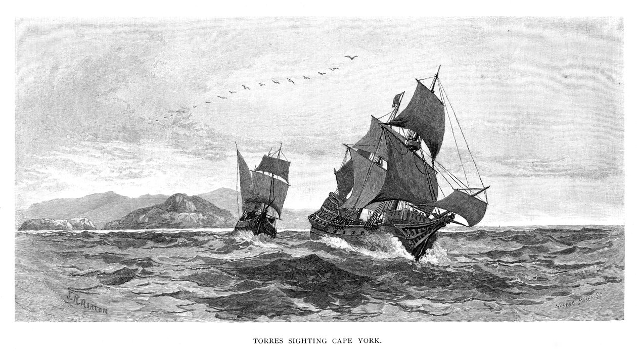 Torres avistando Cabo York, 1606, 1886 de Julian Ashton