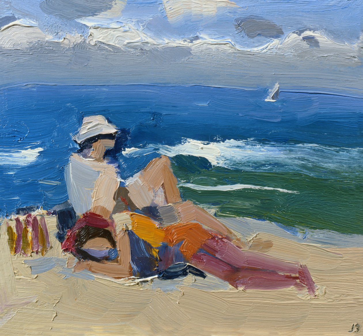 Figures by the Sea, St Ives (óleo a bordo) de Julian Bailey