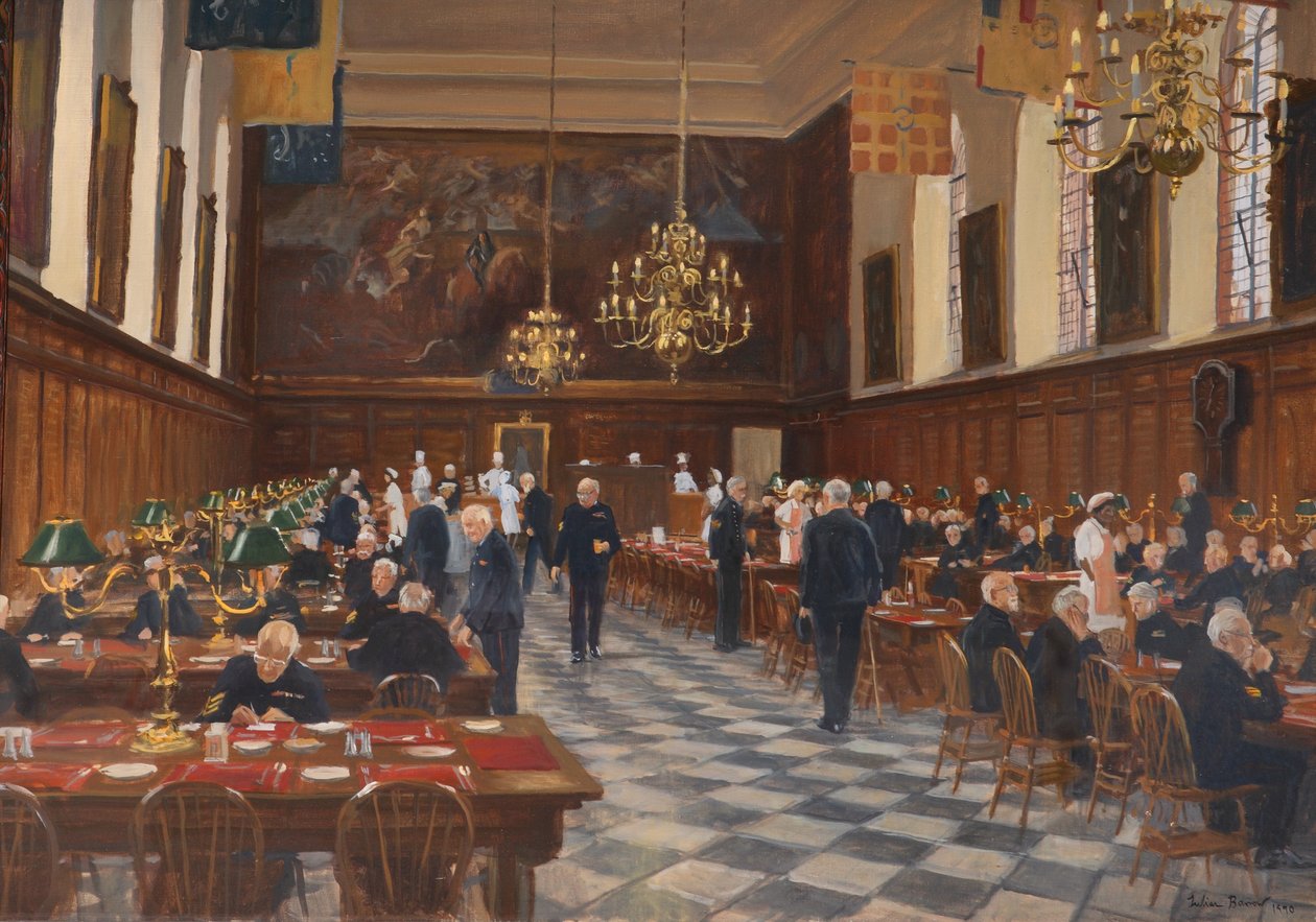 Vista do Grande Salão, o Royal Hospital Chelsea, 1990 de Julian Barrow