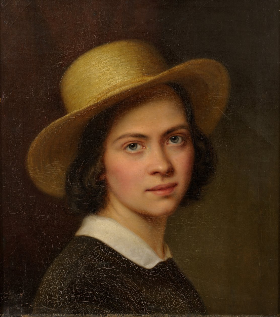 Estónio: "Autorretrato (com chapéu de palha)" de Julie Wilhelmine Hagen Schwarz