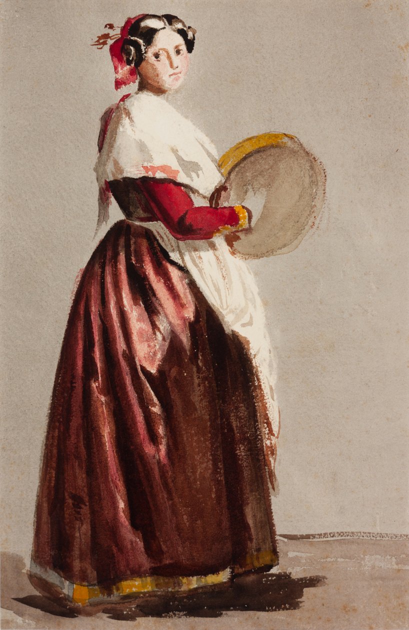Mulher italiana com um pandeiro de Julie Wilhelmine Hagen Schwarz
