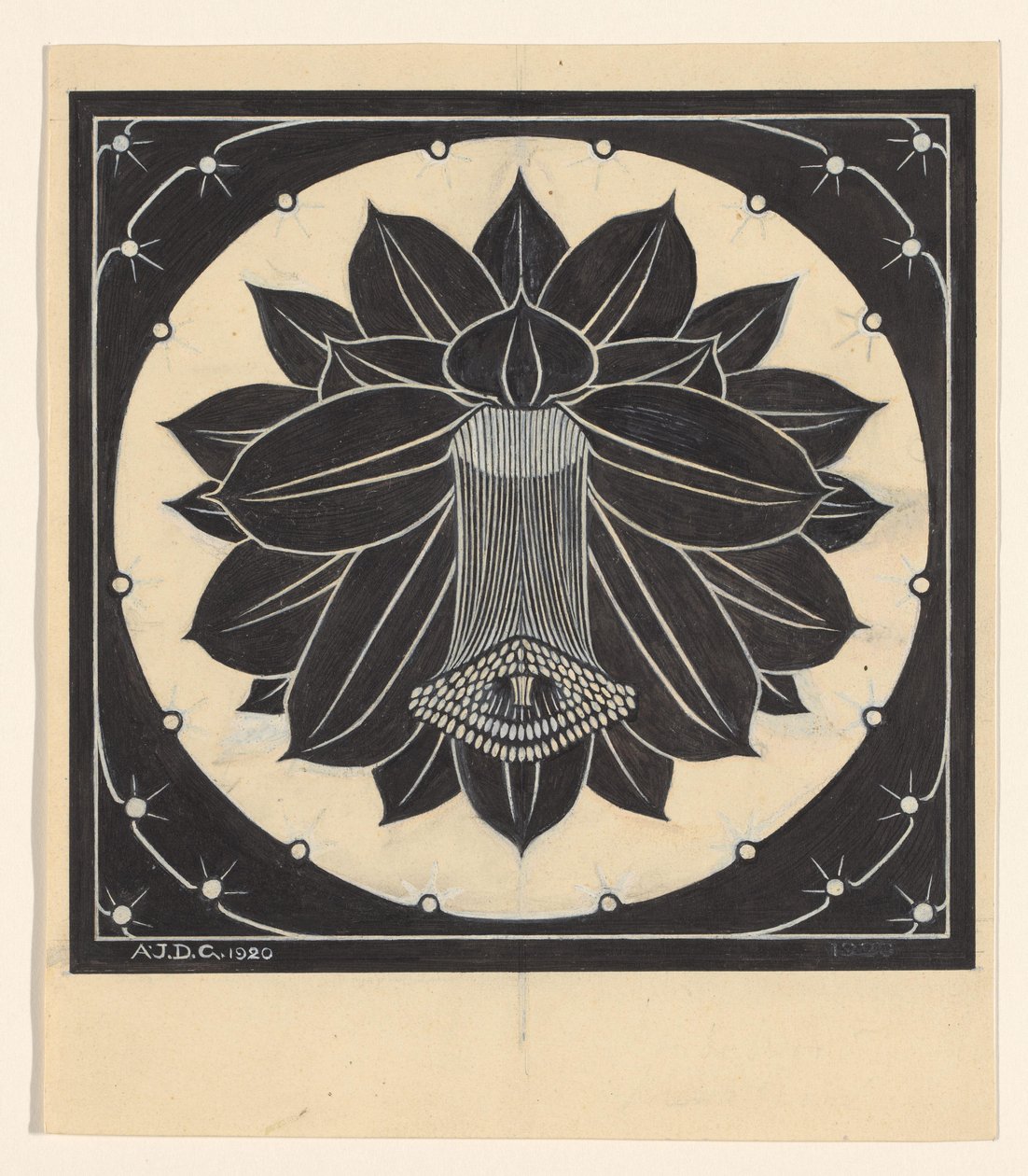 Flor em moldura quadrada com formas estreladas de Julie de Graag (signed by artist)
