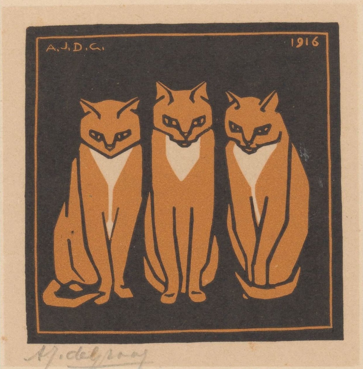 Três gatos de Julie de Graag (signed by artist)