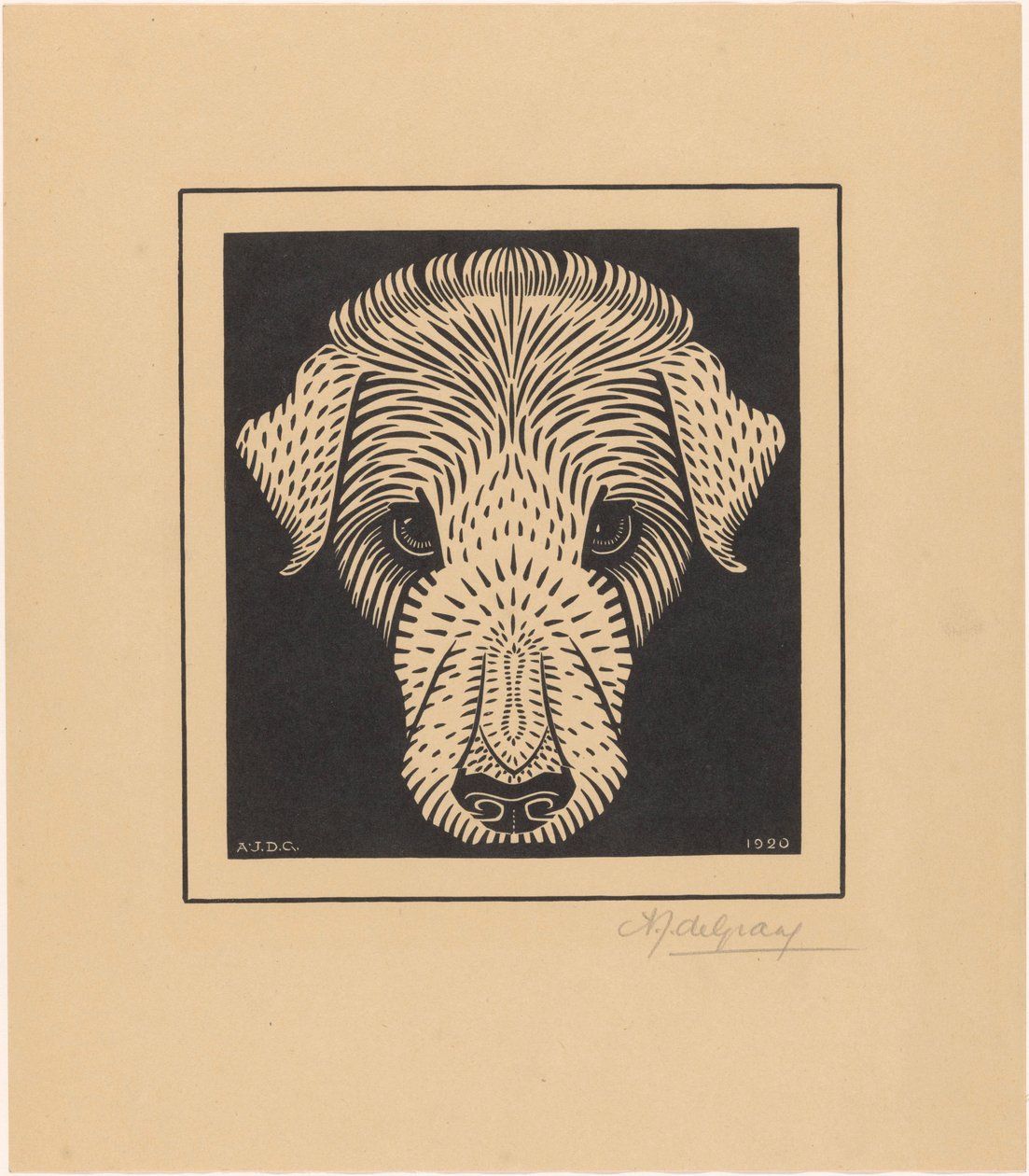 cabeça de cachorro de Julie de Graag (signed by artist)
