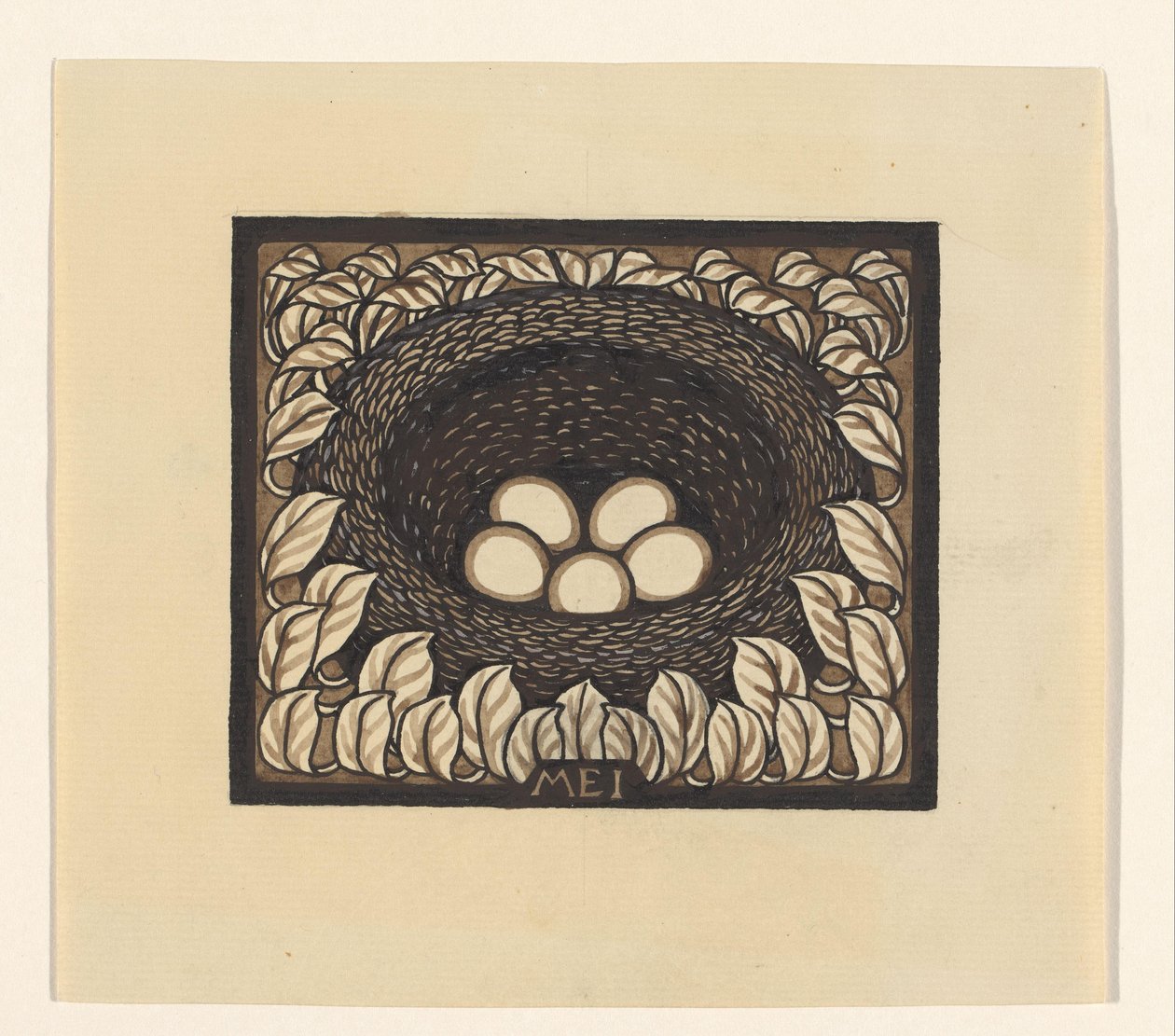 Ninho de aves com ovos
Maio (título original sobre o objecto) de Julie de Graag