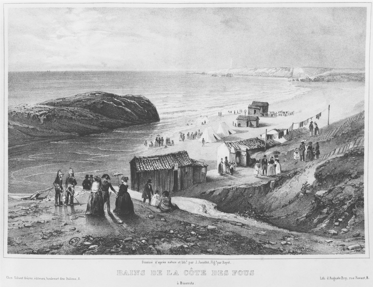 Banhos da Côte des Fous em Biarritz, 1840-60 de Jean Jacottet