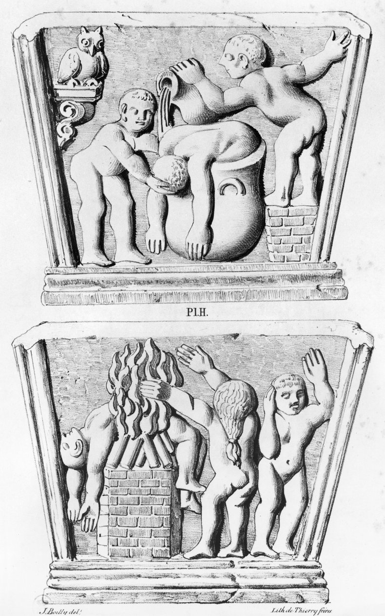 Batismo, cópia de caixões gnósticos, gravada por Thierry freres (século XIX) de Julien Leopold Boilly