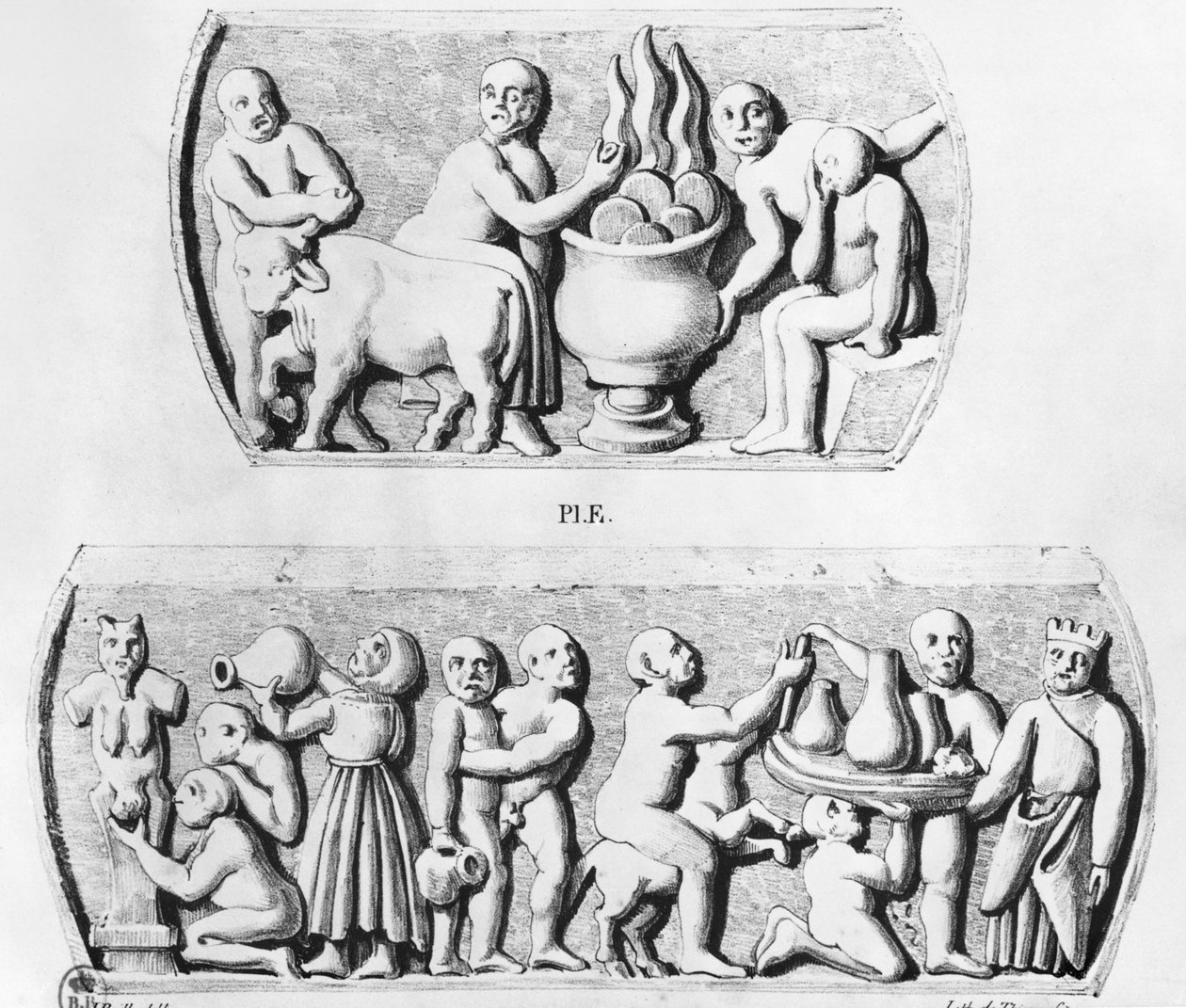 Eucaristia gnóstica, cópia do caixão gnóstico, gravada por Thierry freres (século XIX) (painel lateral de 287227) de Julien Leopold Boilly