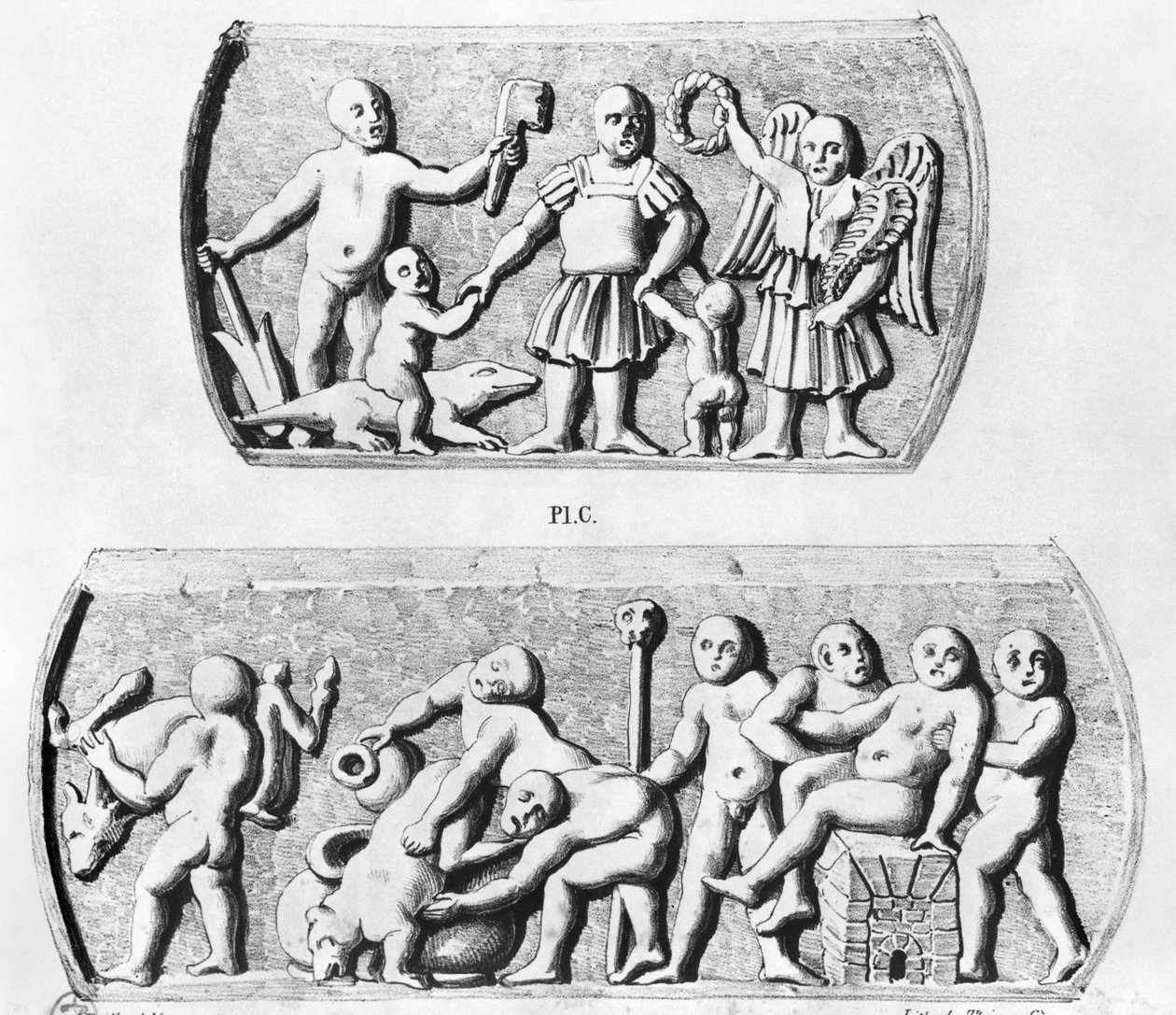 Triunfo da Gnose, cópia dos caixões gnósticos, gravada por Thierry freres (século XIX) de Julien Leopold Boilly