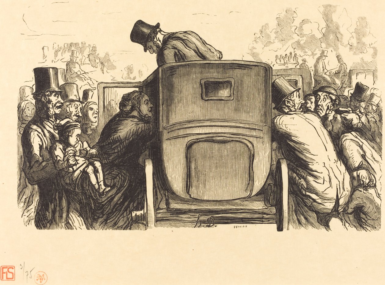 Exposição Universal: O estrangeiro encontra todas as facilidades desejáveis... de Julien Antoine Peulot after Honoré Daumier