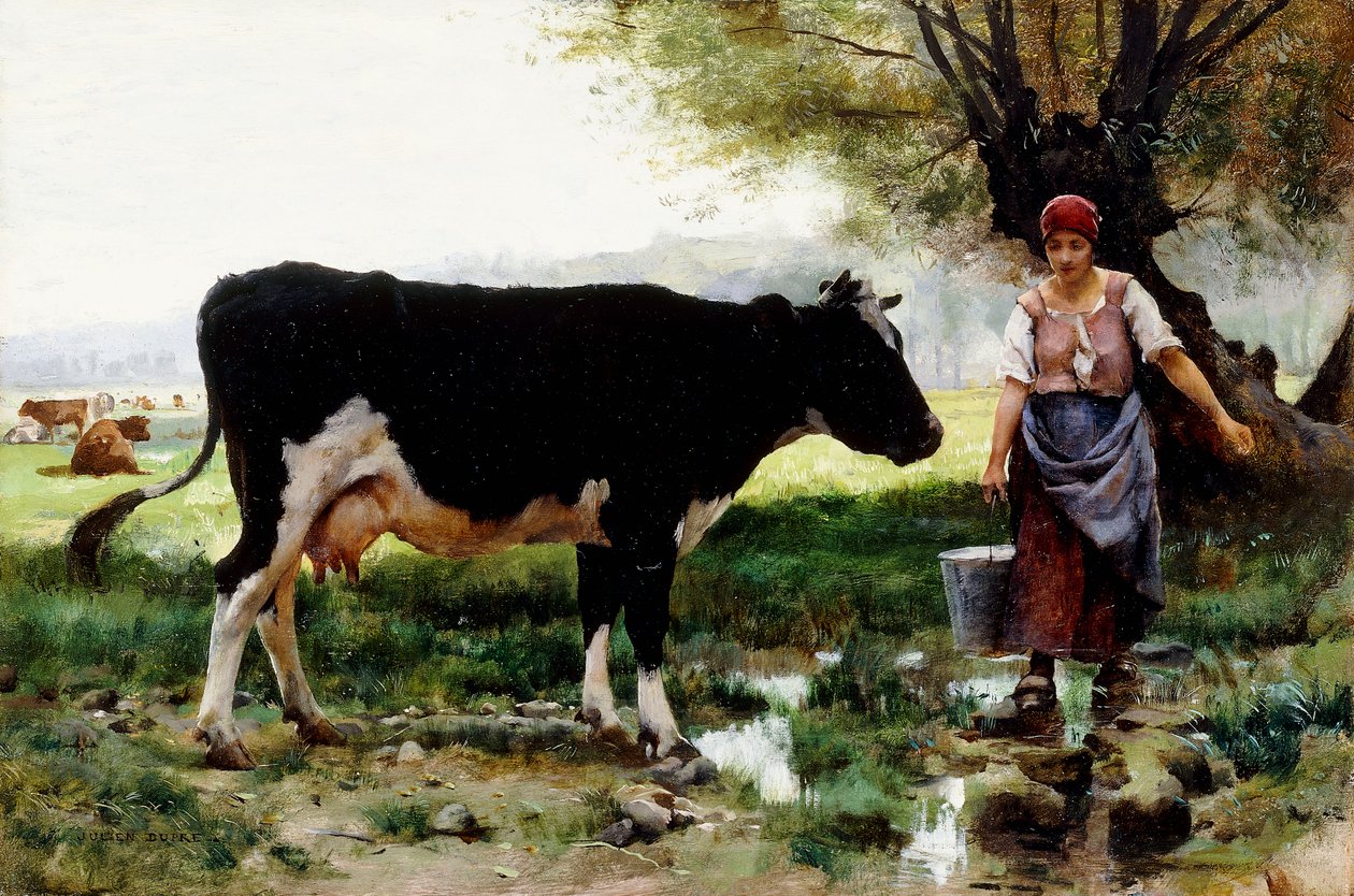 Uma Leiteira com sua vaca, de Julien Dupre