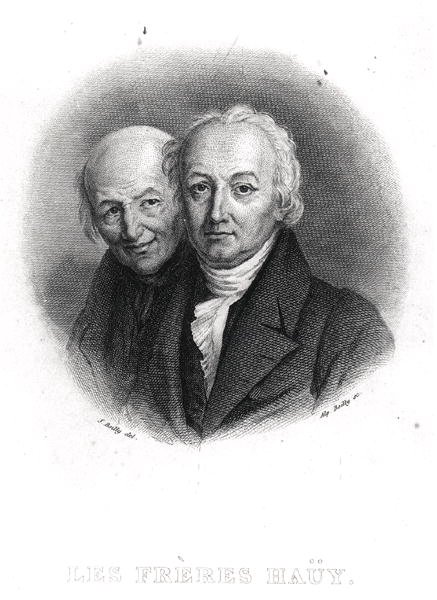Os Irmãos Hauy: Rene-Just (1743-1822) e Valentin Hauy (1745-1822) gravados por Alphonse Boilly (1801-67) (gravura) (foto a p/b) de Julien Leopold (after) Boilly