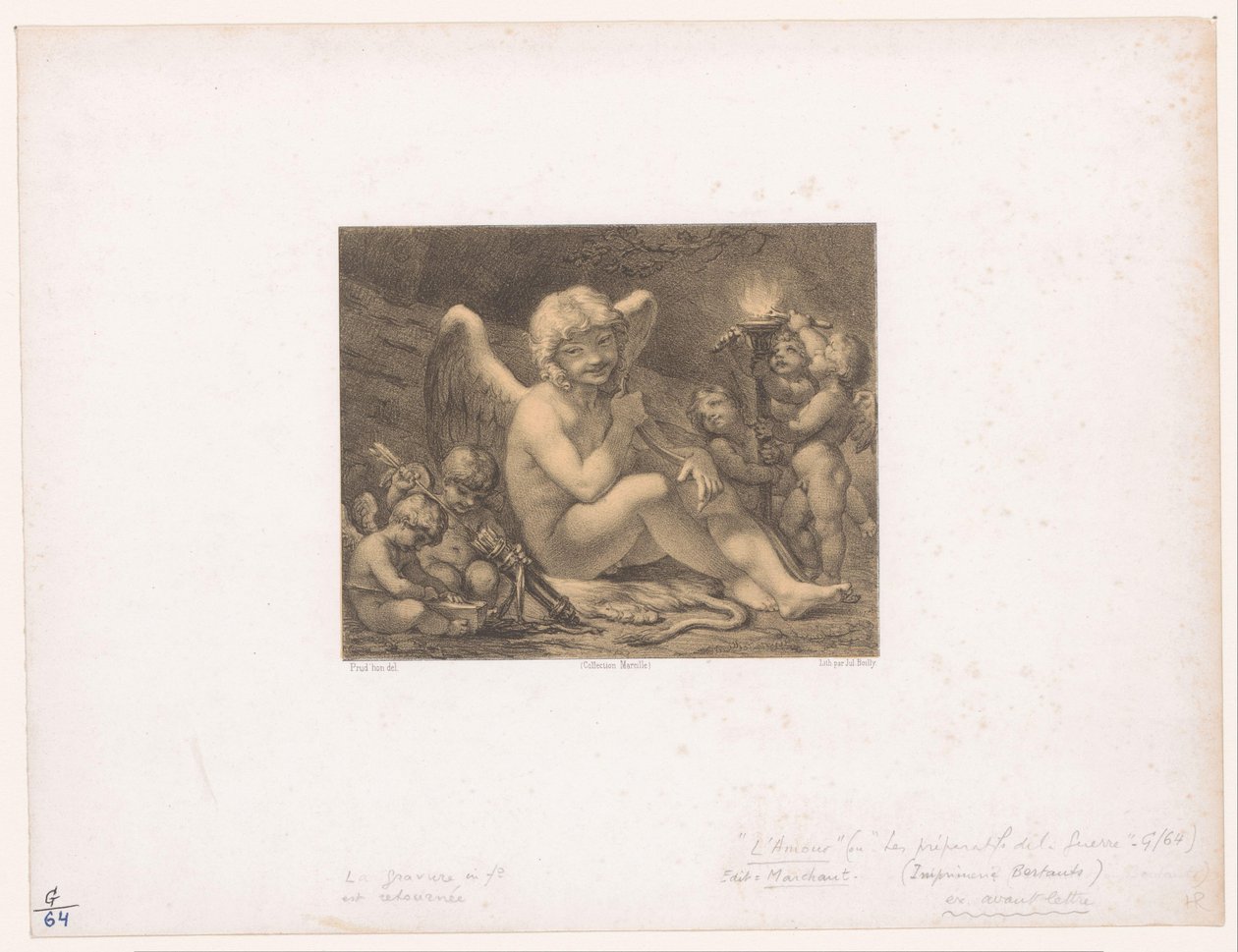 Amor e putti afiam suas flechas Les Preparatifs de la guerre de Julien Leopold Boilly