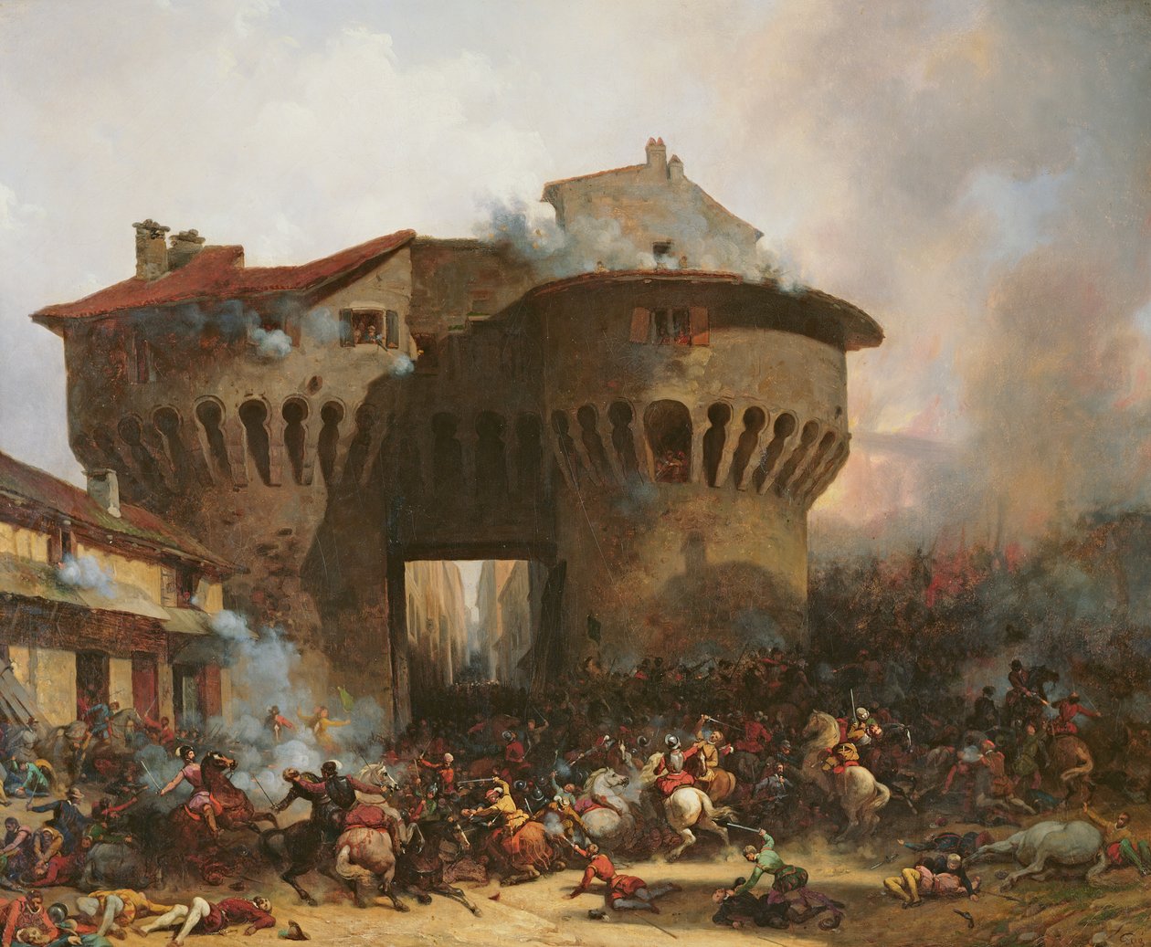 Batalha em Porte Pannessac em 1562, c.1833 de Julien Michel Gue