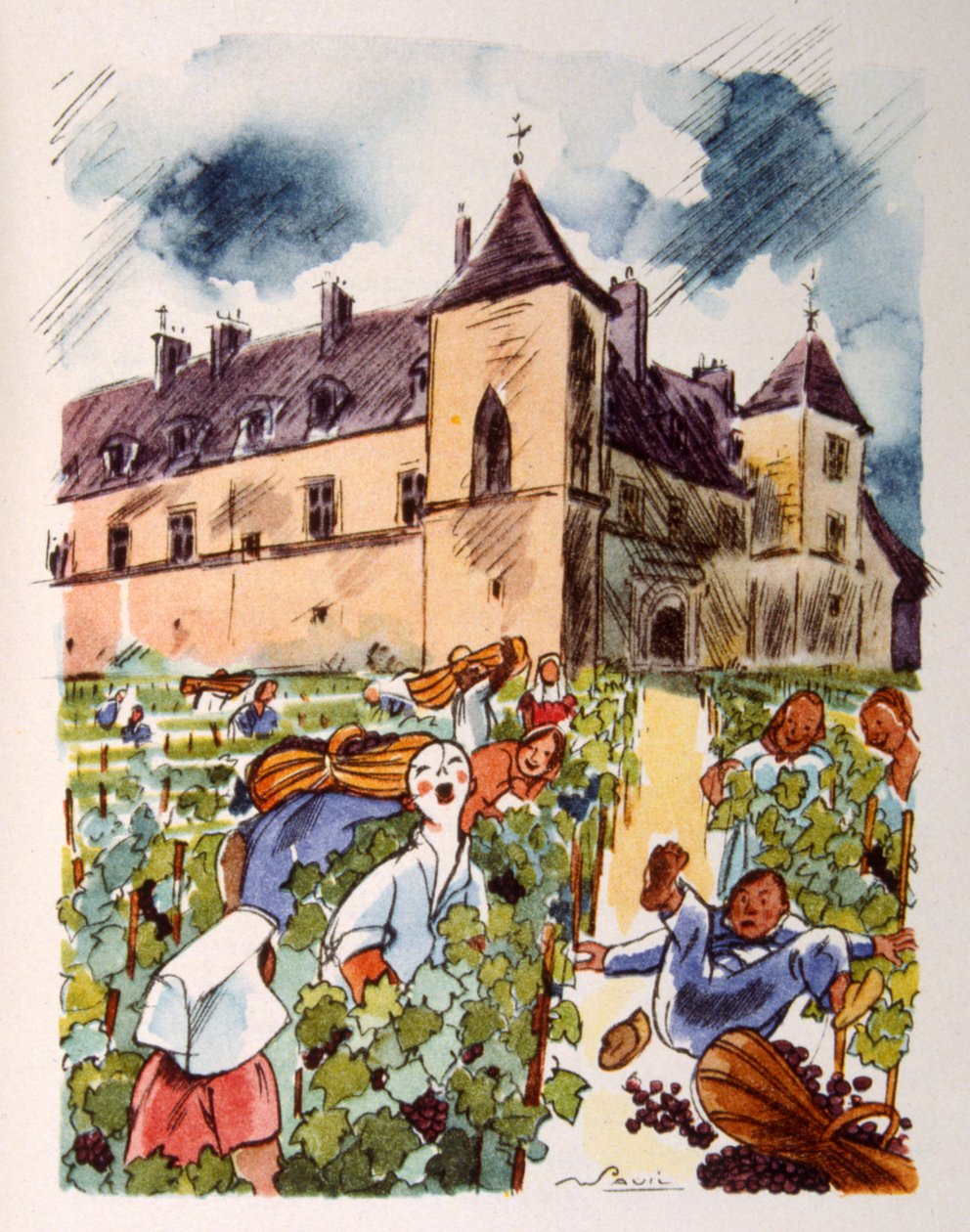 Vinhedo Francês. 1944. Ilustração do Pavilhão Julien de Julien Pavil