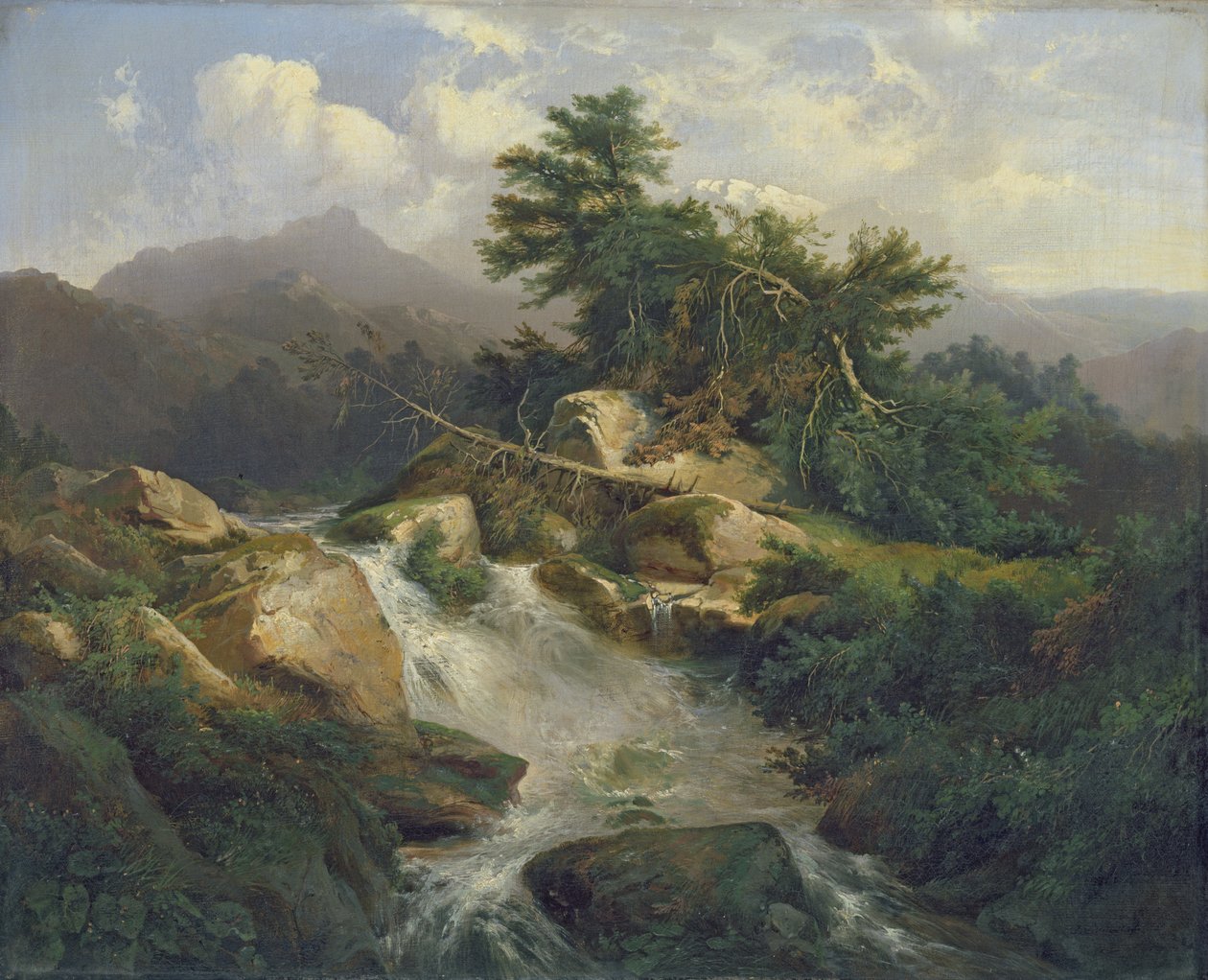 Paisagem florestal com cascata de Julius Bakof