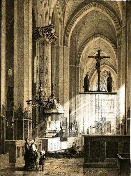 A, st., Marienkirche, em, Gdansk., Dentro, vista de Julius Greth