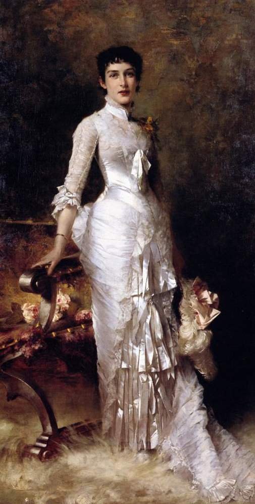 Beleza jovem em um vestido branco de Julius Leblanc Stewart