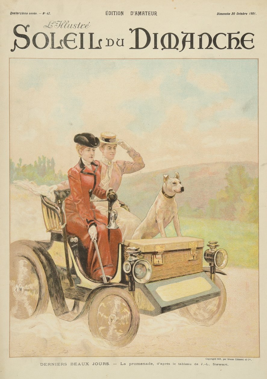 Fim do Verão, o passeio, da capa de &39;Soleil du Dimanche&39;, domingo, 20 de outubro de 1901 de Julius Leblanc Stewart
