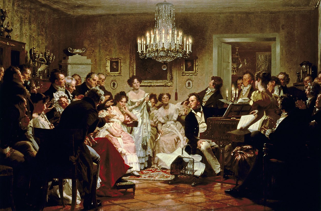 Uma noite de Schubert em um salão de Viena de Julius or Jules Schmidt