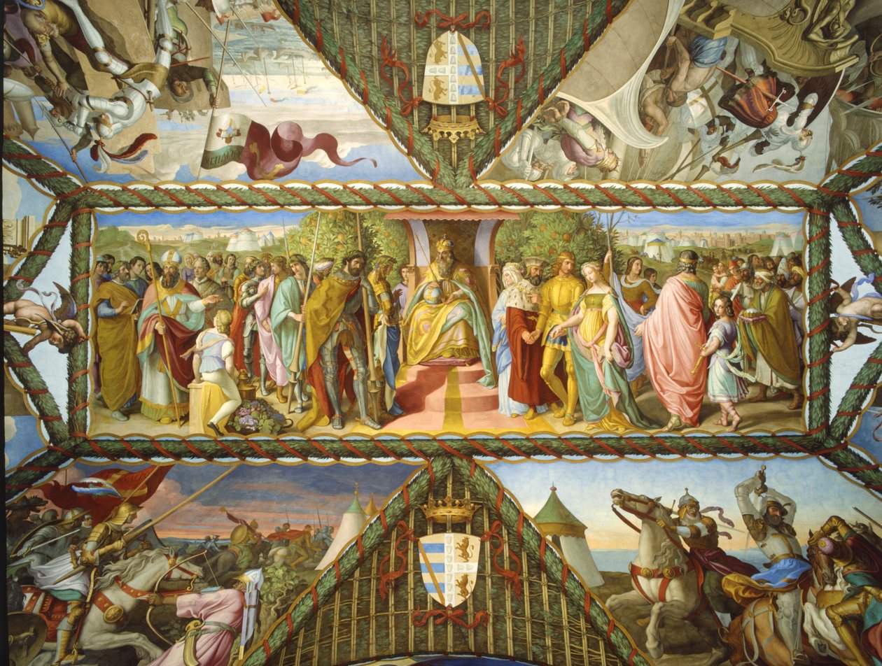 O triunfo de Carlos Magno e o exército cristão de Julius Schnorr von Carolsfeld