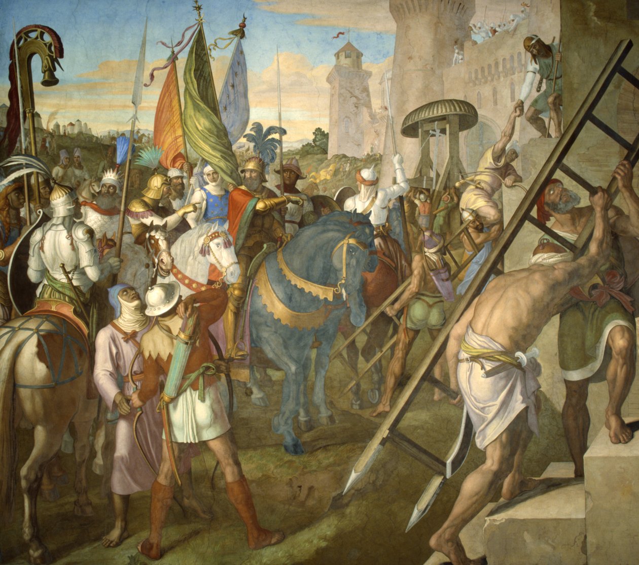 O exército de Agramante que derrotou as forças de Carlos Magno de Julius Schnorr von Carolsfeld