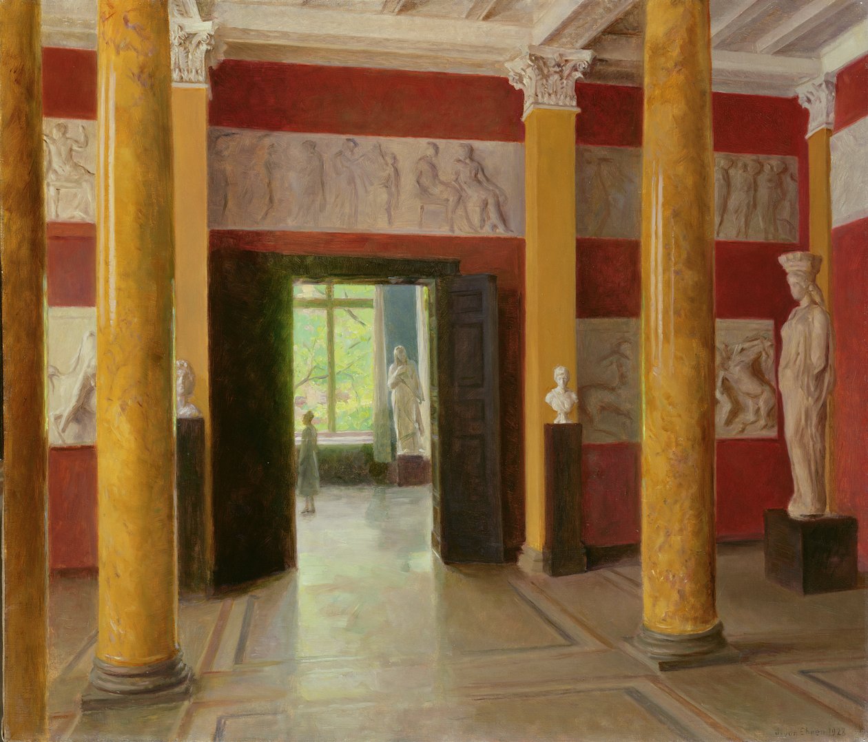 O Hall das Colunas na parte antiga da Hamburg Kunsthalle, 1928 de Julius August Friedrich Theodor von Ehren