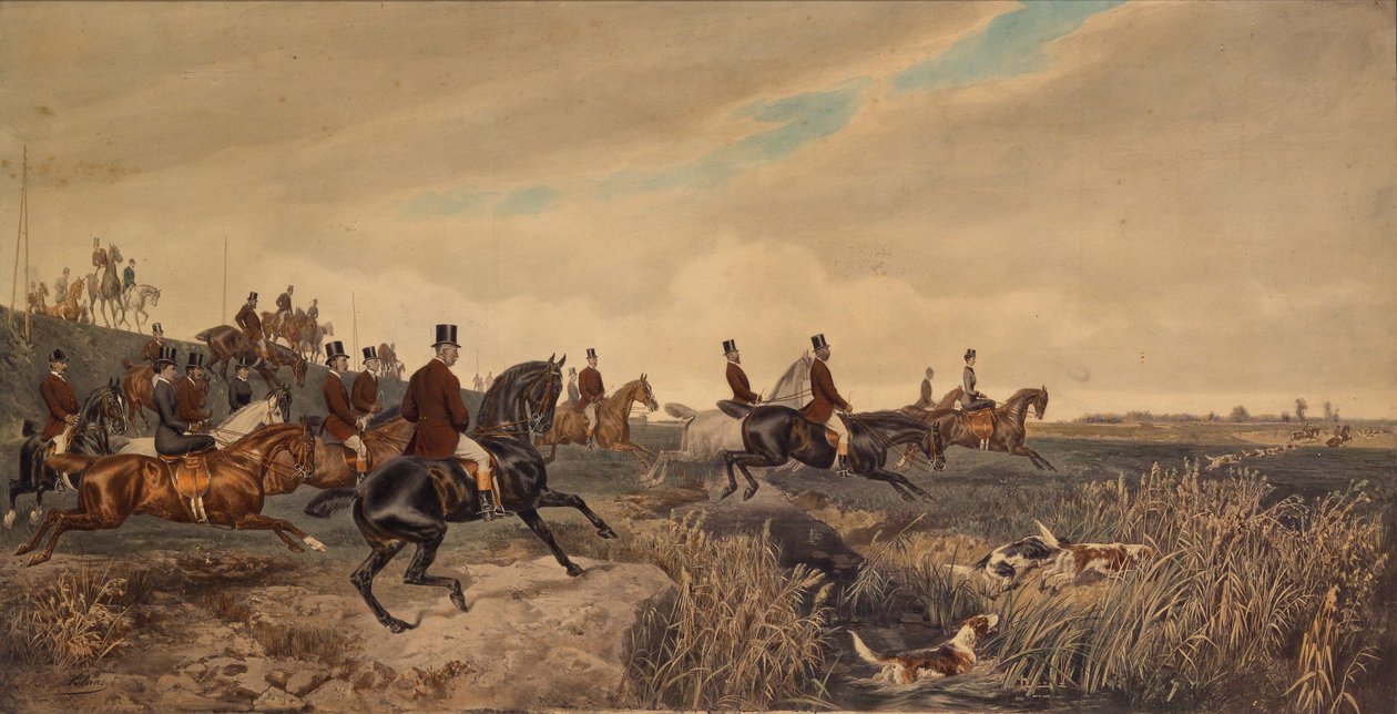 Imperador Francisco José I com a Imperatriz Isabel durante uma caçada à força, 1880. de Julius Blaas von