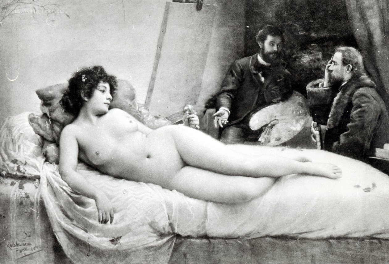 Emile Zola (1840-1902) no estúdio do artista, 1891 de Julius C. Rolshoven