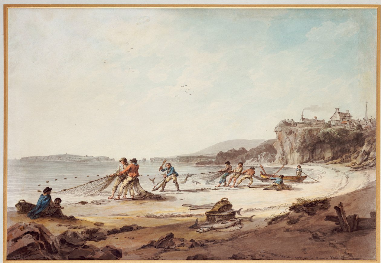 Um Drawnet em Tenby, 1795 de Julius Caesar Ibbetson