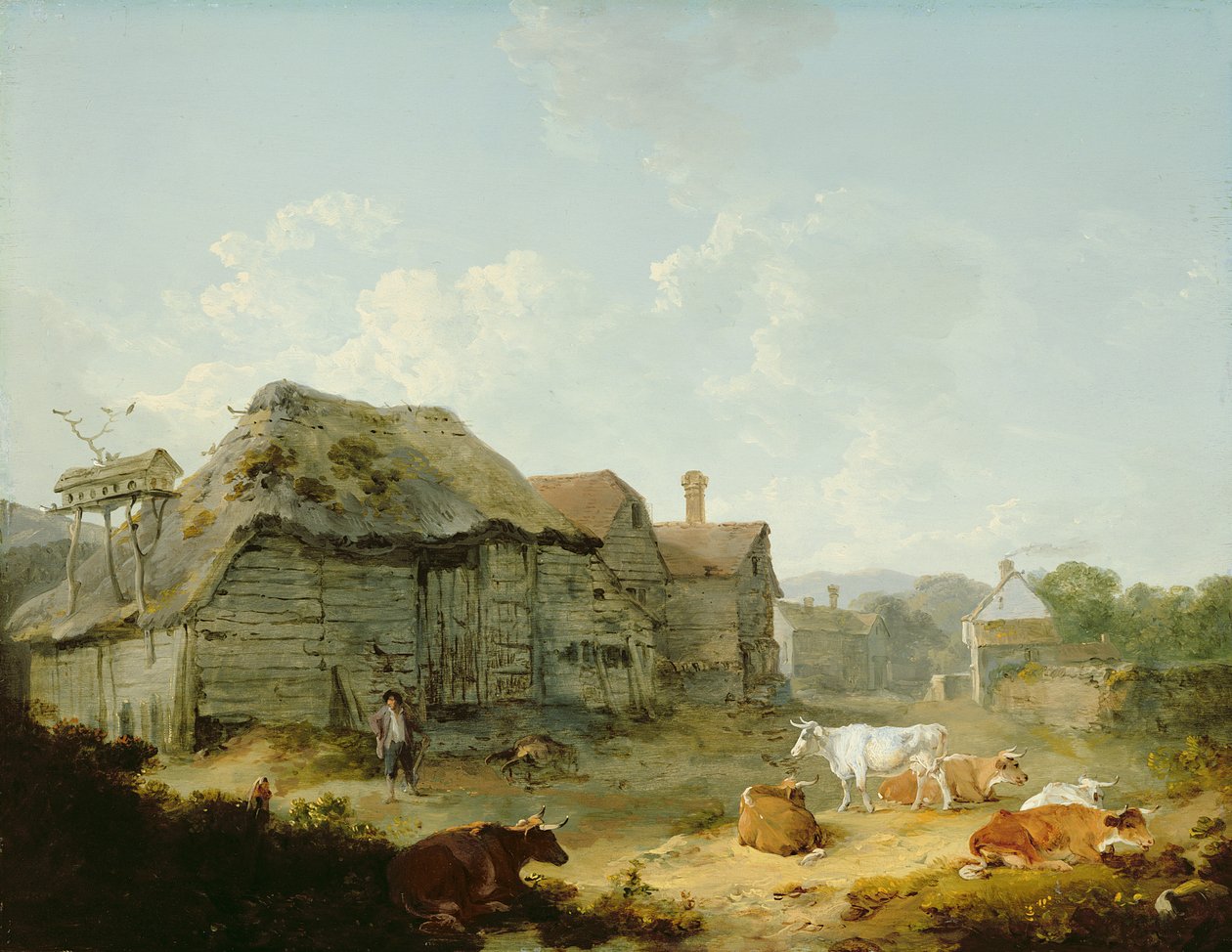 Um Quintal da Fazenda, Otford, Kent de Julius Caesar Ibbetson